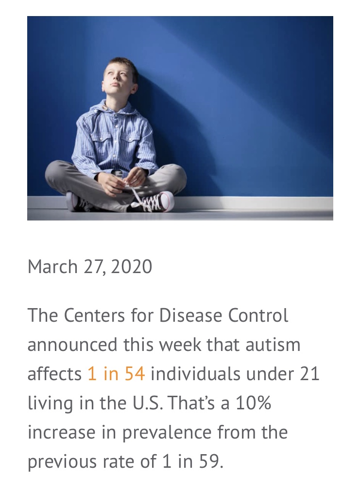 CDC autism 1 in 54 under 21