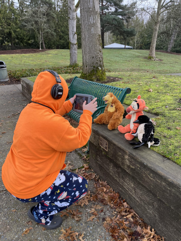Trevor moon photographing stuffies